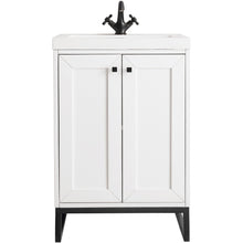 Load image into Gallery viewer, James Martin Chianti 24&quot; Glossy White - Matte Black Single Vanity- James Martin