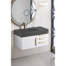 Load image into Gallery viewer, James Martin Mercer Island 36&quot; Glossy White - Radiant Gold Single Vanity