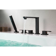 Load image into Gallery viewer, Shore 3-Handle Deck-Mount Roman Tub Faucet with Handheld Sprayer in Oil Rubbed Bronze- Anzzi