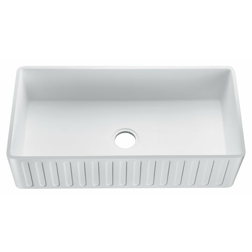 Roine Farmhouse Reversible Apron Front Solid Surface 33 in. Single Basin Kitchen Sink in White- Anzzi