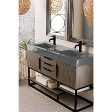 Load image into Gallery viewer, James Martin Columbia 59&quot; Ash Gray - Matte Black Double Vanity