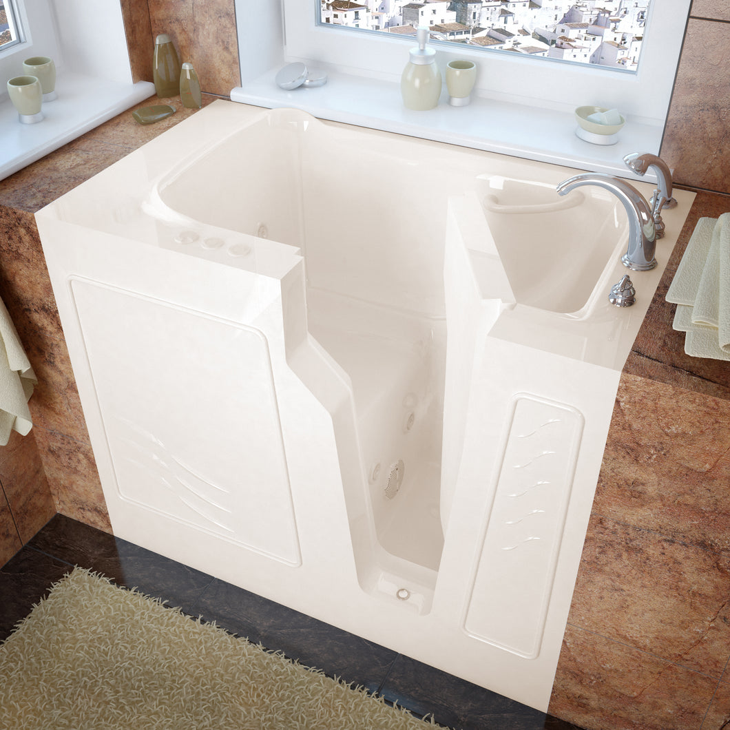 MediTub Walk-In 26 x 46 Right Drain Biscuit Whirlpool Jetted Walk-In Bathtub- Meditub