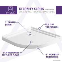 Load image into Gallery viewer, Eternity Series 38 in. x 38 in. Shower Base in White- Anzzi
