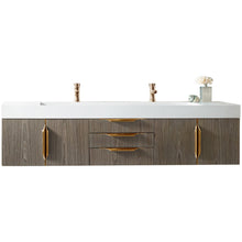 Load image into Gallery viewer, James Martin Mercer Island 72&quot; Ash Gray - Radiant Gold Double Vanity- James Martin