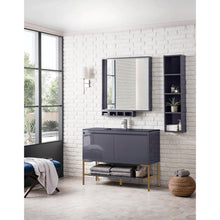 Load image into Gallery viewer, James Martin Milan 47.3&quot; Modern Grey Glossy - Radiant Gold Single Vanity