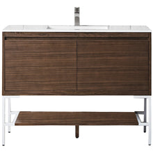 Load image into Gallery viewer, James Martin Milan 47.3&quot; Mid Century Walnut - Glossy White Single Vanity- James Martin