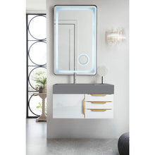 Load image into Gallery viewer, James Martin Mercer Island 36&quot; Glossy White - Radiant Gold Single Vanity