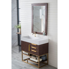 Load image into Gallery viewer, James Martin Columbia 36&quot; Coffee Oak - Radiant Gold Single Vanity