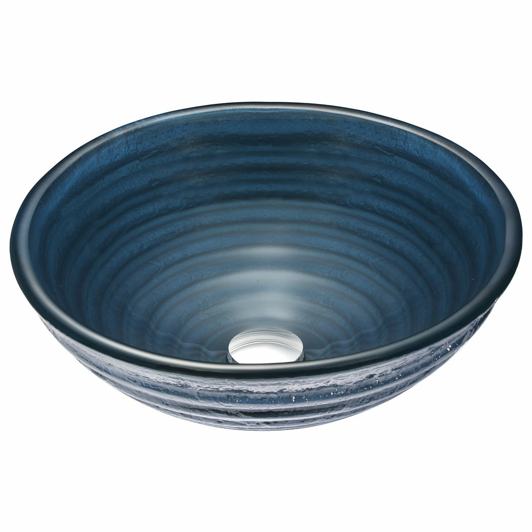Tempo Series Deco-Glass Vessel Sink in Coiled Blue- Anzzi