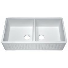 Load image into Gallery viewer, Petima Farmhouse Reversible Apron Front Solid Surface 35 in. Double Basin Kitchen Sink in White- Anzzi