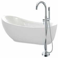 Load image into Gallery viewer, Talyah 71 in. Acrylic Flatbottom Non-Whirlpool Bathtub in White with Kros Faucet in Polished Chrome- Anzzi