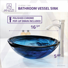 Load image into Gallery viewer, Thalu Series Deco-Glass Vessel Sink in Sapphire Wisp- Anzzi
