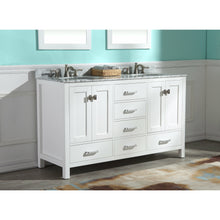 Load image into Gallery viewer, Chateau 60 in. W x 22 in. D Bathroom Vanity Set in White with Carrara Marble Top with White Sink- Anzzi