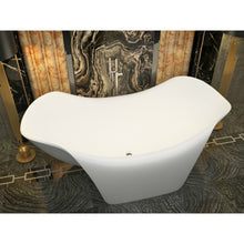 Load image into Gallery viewer, Cielo 6.5 ft. Solid Surface Center Drain Freestanding Bathtub in Matte White- Anzzi
