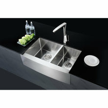 Load image into Gallery viewer, Elysian Farmhouse Stainless Steel 33 in. 0-Hole 60/40 Double Bowl Kitchen Sink in Brushed Satin- Anzzi