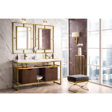Load image into Gallery viewer, James Martin Boston 63&quot; Radiant Gold Stainless Steel Sink Console (Double Basins) With Cabinet