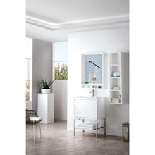 Load image into Gallery viewer, James Martin Milan 23.6&quot; Glossy White - Brushed Nickel Single Vanity with Base