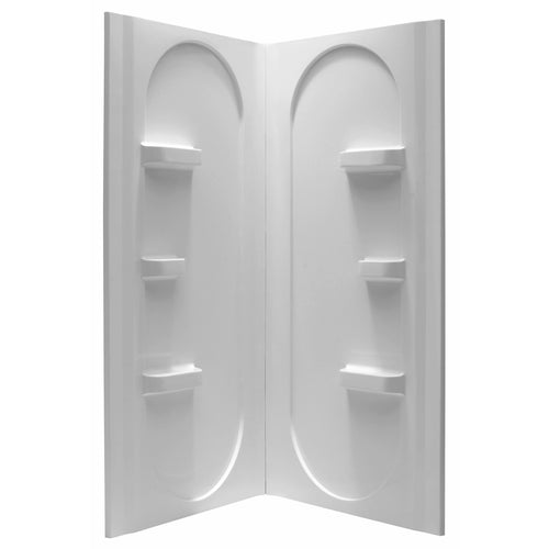 Mishra 38 in. x 38 in. x 75 in. 2-piece DIY Friendly Corner Shower Surround in White- Anzzi