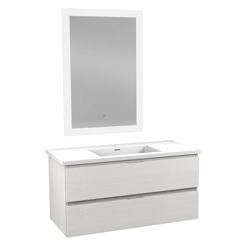 39 in W x 20 in H x 18 in D Bath Vanity in Rich White with Cultured Marble Vanity Top in White with White Basin & Mirror- Anzzi