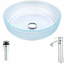 Load image into Gallery viewer, Canta Series Deco-Glass Vessel Sink in Lustrous Translucent Crystal with Harmony Faucet in Chrome- Anzzi