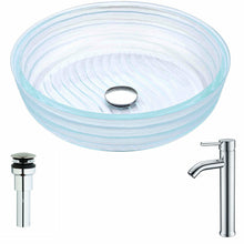Load image into Gallery viewer, Canta Series Deco-Glass Vessel Sink in Lustrous Translucent Crystal with Fann Faucet in Chrome- Anzzi