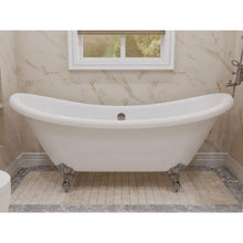 Load image into Gallery viewer, 69.29” Belissima Double Slipper Acrylic Claw Foot Tub in White- Anzzi