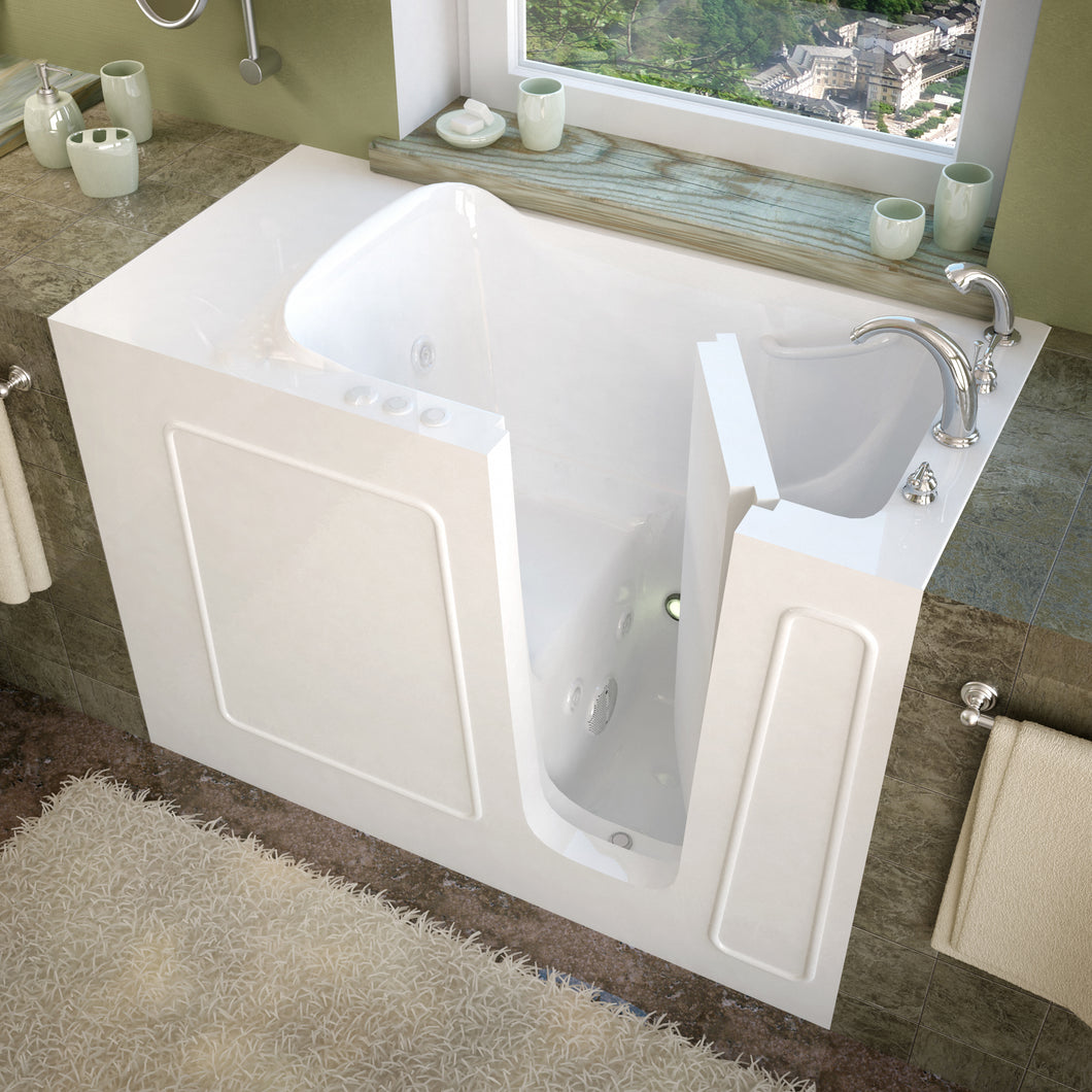 MediTub Walk-In 26 x 53 Right Drain White Whirlpool Jetted Walk-In Bathtub- Meditub
