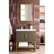 Load image into Gallery viewer, James Martin Columbia 31.5&quot; Ash Gray - Radiant Gold Single Vanity