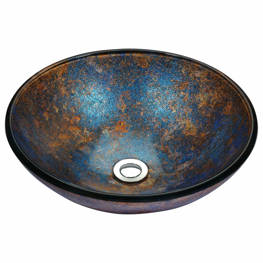 Stellar Series Deco-Glass Vessel Sink in Sapphire Burst- Anzzi