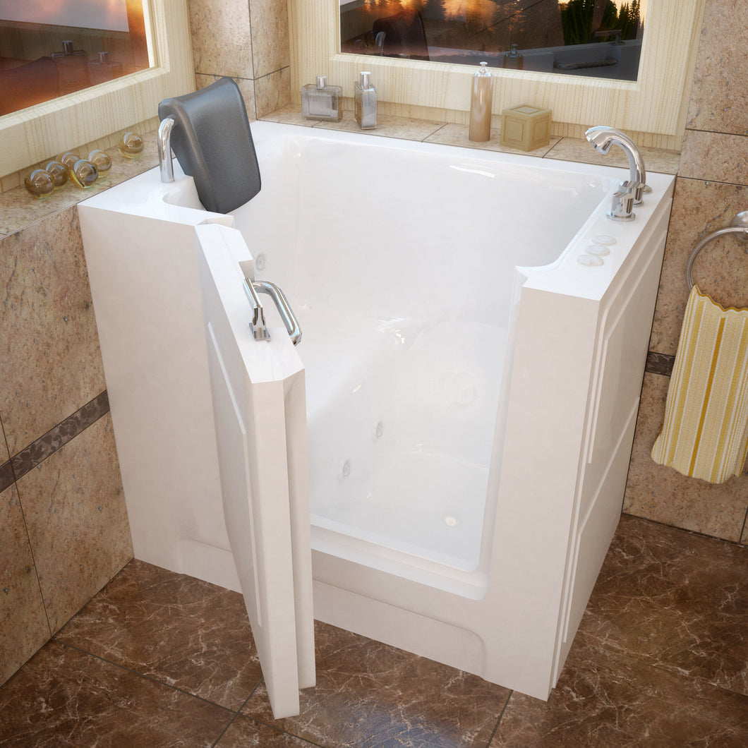 MediTub Walk-In 27 x 39 Right Drain White Whirlpool Jetted Walk-In Bathtub- Meditub