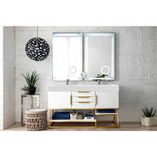 Load image into Gallery viewer, James Martin Columbia 59&quot; Glossy White - Radiant Gold Double Vanity