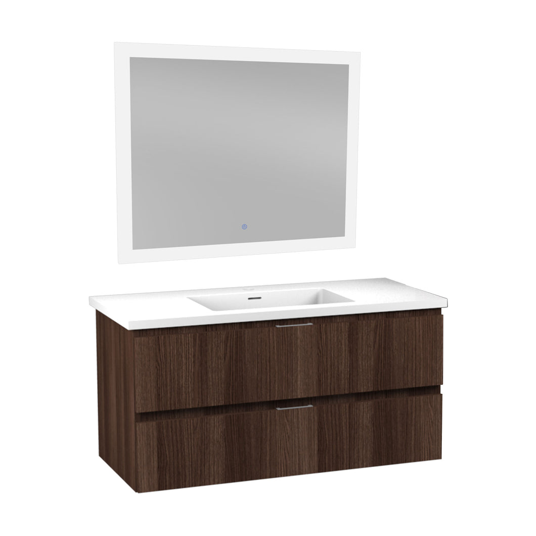 39 in W x 20 in H x 18 in D Bath Vanity in Dark Brown with Cultured Marble Vanity Top in White with White Basin & Mirror- Anzzi