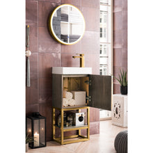 Load image into Gallery viewer, James Martin Columbia 16&quot; Ash Gray - Radiant Gold Single Vanity