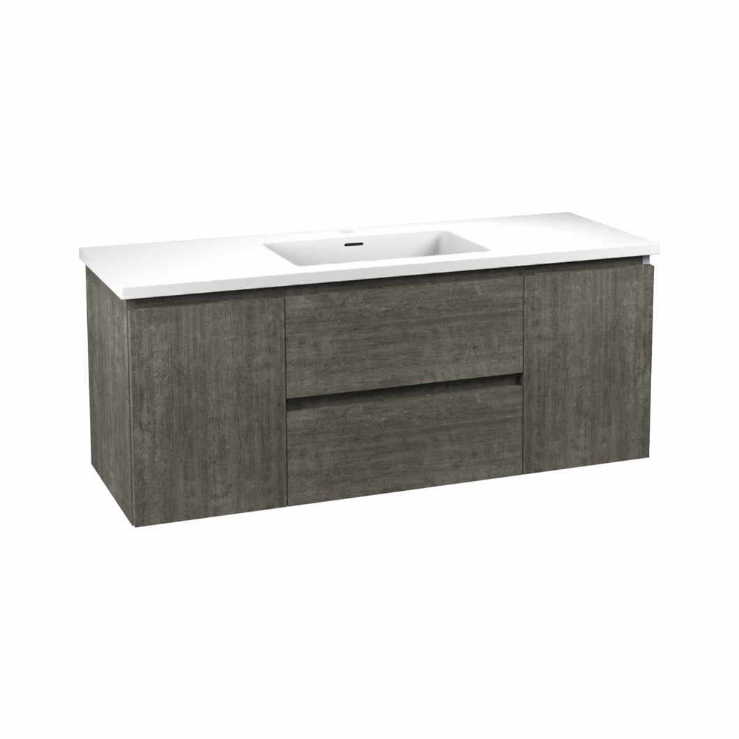 Conques 48 in W x 20 in H x 18 in D Bath Vanity in Rich Grey with Cultured Marble Vanity Top in White with White Basin- Anzzi