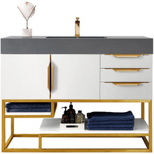 Load image into Gallery viewer, James Martin Columbia 48&quot; Glossy White - Radiant Gold Single Vanity- James Martin