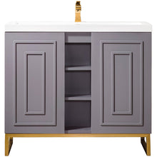 Load image into Gallery viewer, James Martin Alicante&#39; 39.5&quot; Grey Smoke-Radiant Gold Single Vanity Cabinet- James Martin