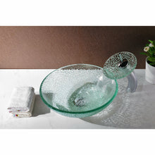 Load image into Gallery viewer, Choir Series Deco-Glass Vessel Sink in Crystal Clear Mosaic with Matching Chrome Waterfall Faucet- Anzzi
