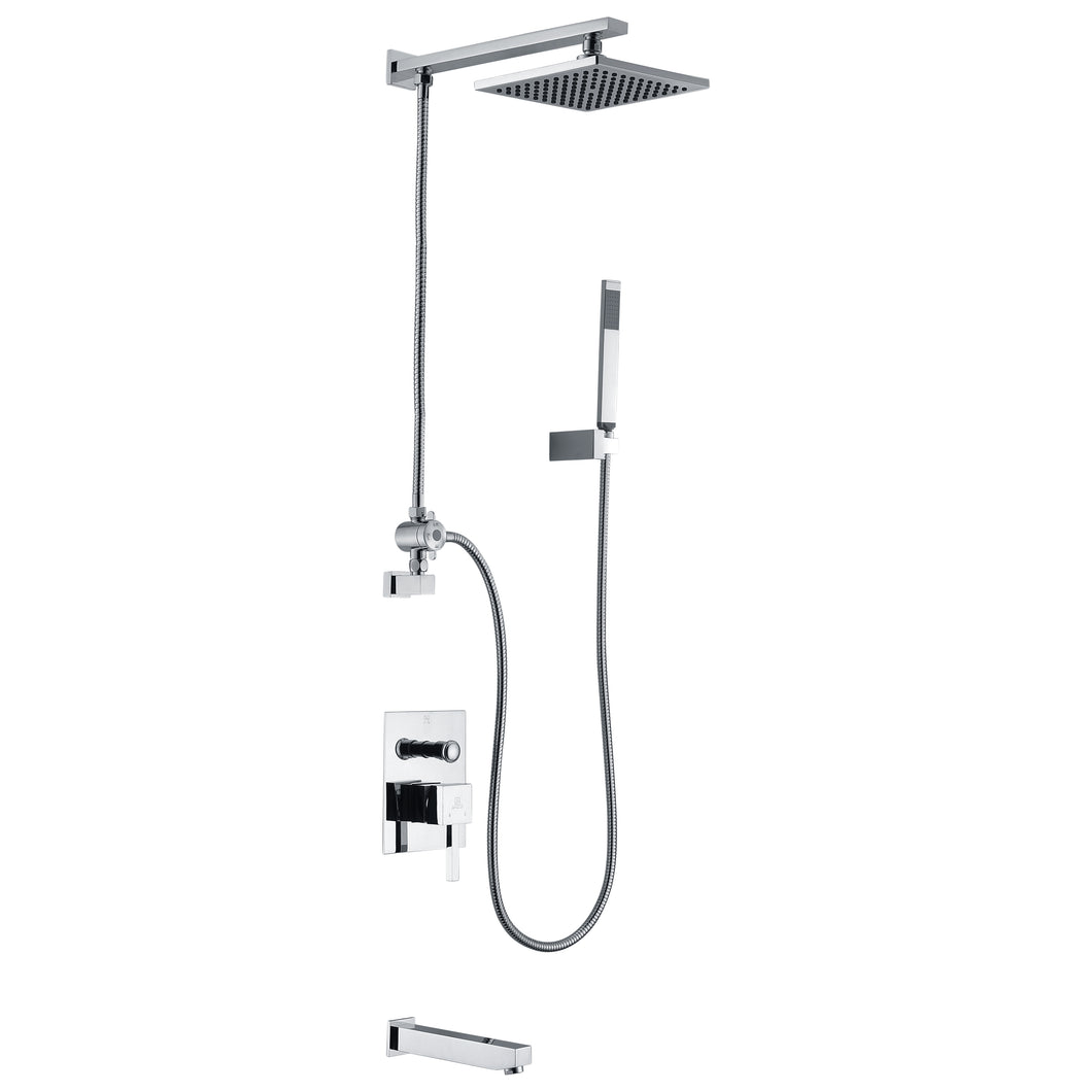 Byne 1-Handle 1-Spray Tub and Shower Faucet with Sprayer Wand in Polished Chrome- Anzzi