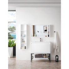 Load image into Gallery viewer, James Martin Milan 35.4&quot; Glossy White - Matte Black Single Vanity