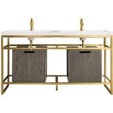 Load image into Gallery viewer, James Martin Boston 63&quot; Radiant Gold Stainless Steel Sink Console (Double Basins) With Cabinet- James Martin