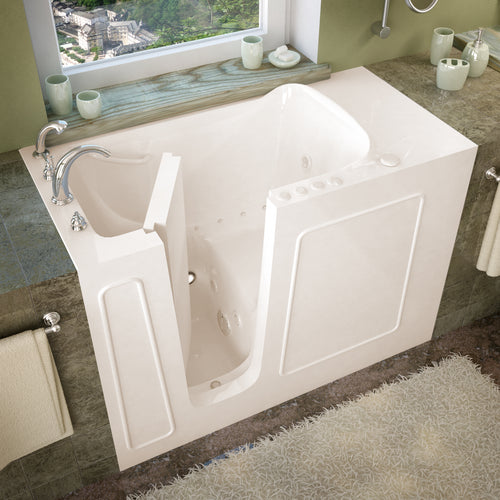 MediTub Walk-In 26 x 53 Left Drain Biscuit Whirlpool & Air Jetted Walk-In Bathtub- Meditub