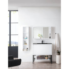 Load image into Gallery viewer, James Martin Milan 35.4&quot; Glossy White - Matte Black Single Vanity