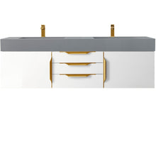 Load image into Gallery viewer, James Martin Mercer Island 59&quot; Glossy White - Radiant Gold Double Vanity- James Martin