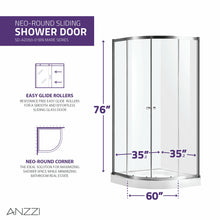 Load image into Gallery viewer, Mare 35 in. x 76 in. Framed Shower Enclosure with TSUNAMI GUARD in Brushed Nickel- Anzzi