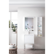 Load image into Gallery viewer, James Martin Milan 23.6&quot; Glossy White - Brushed Nickel Single Vanity with Base