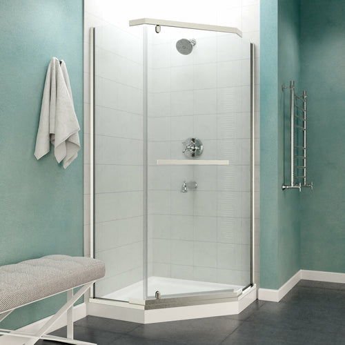 Castle Series 49 in. x 72 in. Semi-Frameless Shower Door with TSUNAMI GUARD in Brushed Nickel- Anzzi