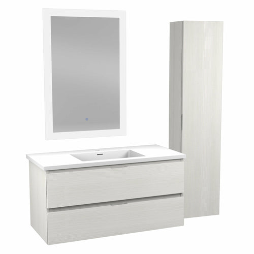 39 in. W x 20 in. H x 18 in. D Bath Vanity Set in Rich White with Vanity Top in White with White Basin and Mirror- Anzzi