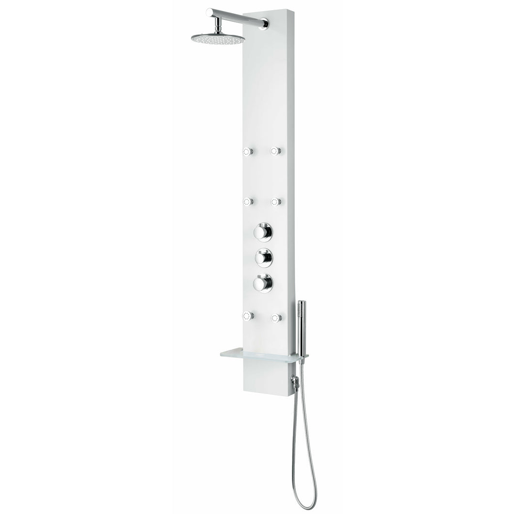 Panther 60 in. 6-Jetted Full Body Shower Panel with Heavy Rain Shower and Spray Wand in White- Anzzi