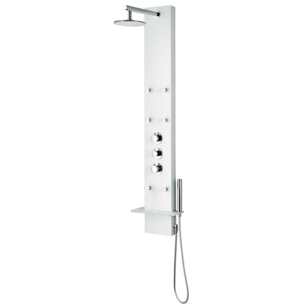 Donna 60 in. 6-Jetted Full Body Shower Panel with Heavy Rain Shower and Spray Wand in White- Anzzi