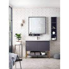 Load image into Gallery viewer, James Martin Milan 47.3&quot; Modern Grey Glossy - Radiant Gold Single Vanity